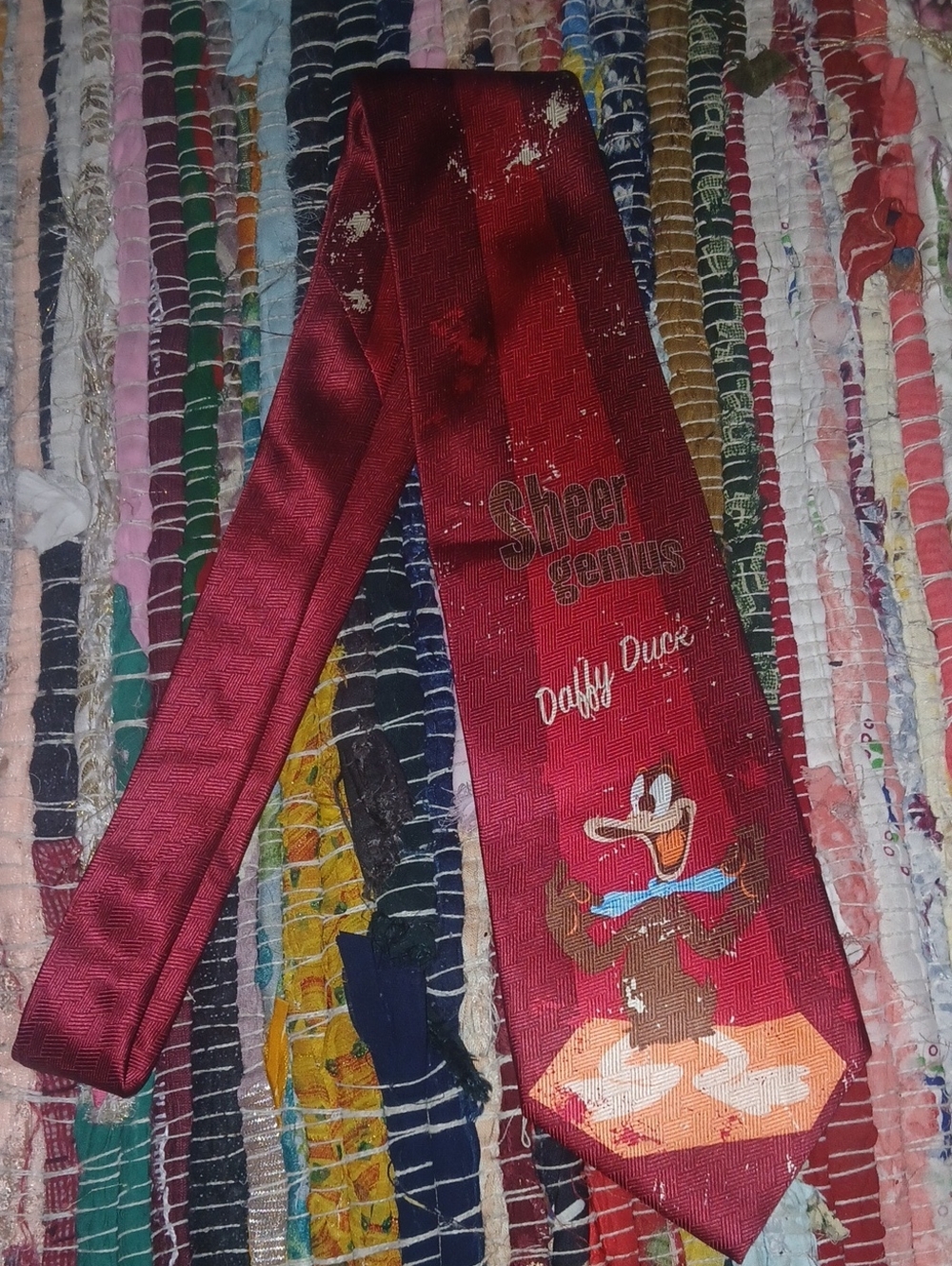 Looney Tunes Vintage 2003 Daffy Duck Sheer Genius Silk Tie